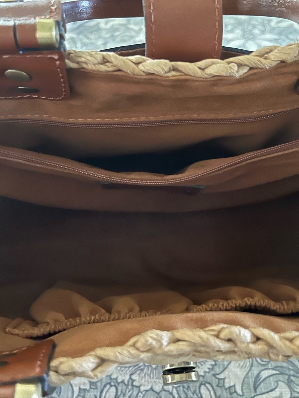 Patricia Nash Tan Leather-Trimmed Woven Tote “Sancia” - Picture 5 of 8
